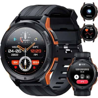 Image de OUKITEL BT10 Montre Connectée, 1.43 Smartwatch avec Appels Bluetooth, Étanche 5ATM &amp; IP68 Moniteur Cardiaque pour Android iOS