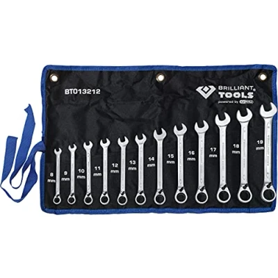 Image de BRILLIANT TOOLS BT013212 Jeu de clés polygonales à cliquet réversible, 12 pcs, 8 19 mm [Powered by KS TOOLS]