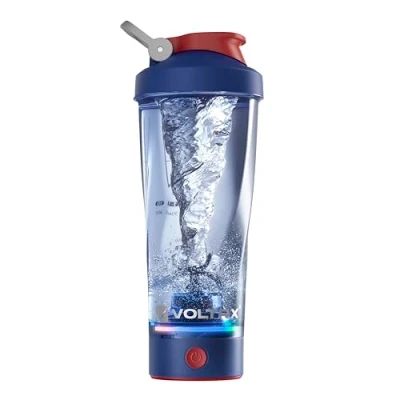 Image de VOLTRX Shaker Electrique Vortexboost USB C Rechargeable Portable Proteines,Shaker Sport Pour Shakes Proteines et Substituts de Repas,Sans BPA,IPX7 Etanche, Base Lumineuse Coloree, 600ml,Bleu