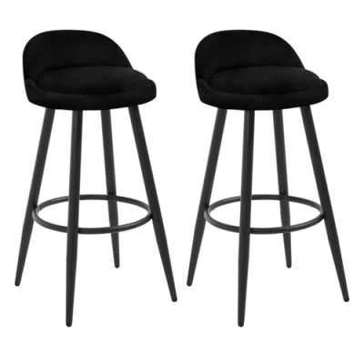 Image de WOLTU Tabouret de Bar Vert foncé Lot 2,Tabouret comptoir bistrot avec Dossier et Repose Pieds en Velours métal,BH296dgn 2