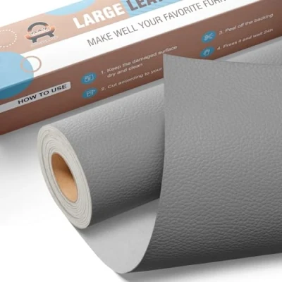 Image de Simili Cuir Autocollant, 40 x 160 cm Patch de réparation en Auto adhésif, Kit pour Sièges D&#039;auto, Canapés, Bateau, Chaises Gris foncé