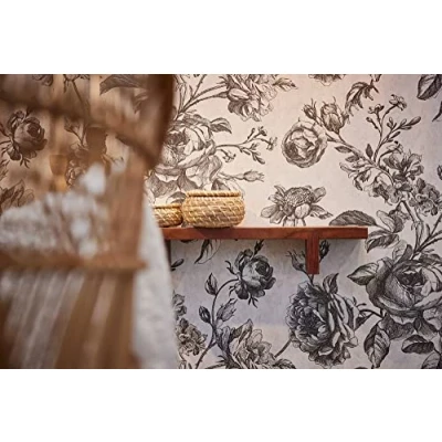 Image de Livingwalls My Home Spa 387002 Papier peint en non tissé Motif fleurs Noir/blanc 10,05 x 0,53 m Fabriqué Allemagne