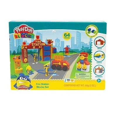Image de PLAY DOH BLOCKS, Construction et création, Pompier, 64 pièces, Jouet pour Enfants à partir de 3 Ans, GIOCHI PREZIOSI, PLD07