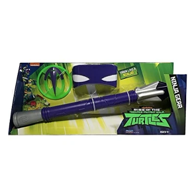 Image de Giochi Preziosi TMNT Tortues Ninja ROTMNT, Arme de Combats avec Accessoire, Donnie (Donatello), Baton Bo, étoIle Ninja, Bandeau, Jouet pour Enfants dès 4 Ans, TUAB42