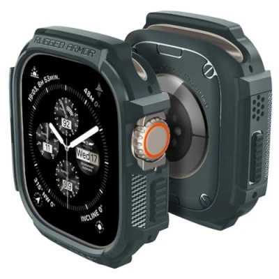 Image de Spigen Rugged Armor Coque Compatible avec Apple Watch Ultra 2 (2023) / (2022) 49mm Vert Abysse