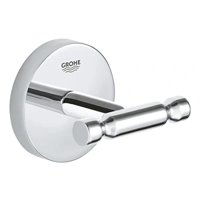 Image de GROHE Start Cosmopolitan Patère Murale pour Salle de Bain, Fixations Cachées, Platine Fixation Incluse, Métal, A coller avec QuickGlue ou à visser, Chromé, 41168000