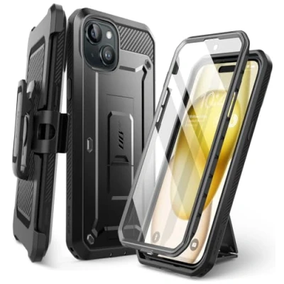 Image de SUPCASE Coque pour iPhone 15 avec protecteur d&#039;écran, [Unicorn Beetle Pro] [Support intégré et clip ceinture] [Protection de qualité militaire] téléphone robuste à 360 (2023),