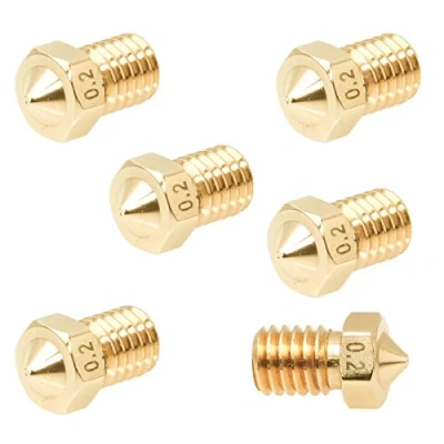 Image de 3D FREUNDE 6 pièces M6 0,2 mm J head set compatible avec E3D V5 / V6 bowden RepRap Extruder Hotend buse en laiton pour filament de 1,75