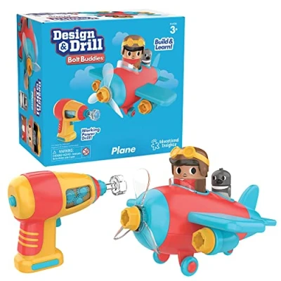 Image de Learning Resources avion Bolt Buddies Design &amp; Drill, jeu avec un et une figurine de pilote, jouet science STEM, cadeau pour enfants, 3, 4, 5 ans plus