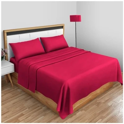 Image de Gaveno Cavailia Drap Plat Super Doux uni en Losange Rouge King Size