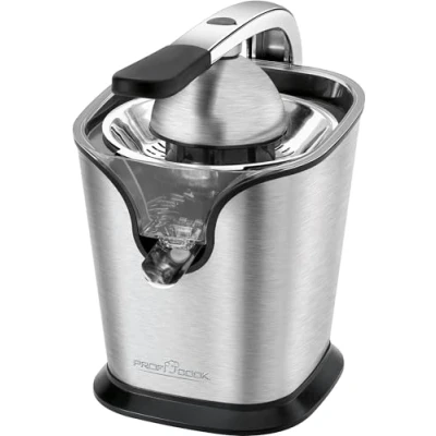 Image de Profi Cook PC ZP 1154 Presse agrumes Poignées anti touch 2 cones de jus Fonction goutte 160 Watts Couleur Argent et Noir
