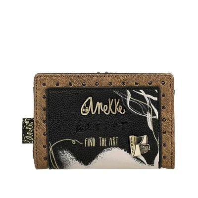 Image de Anekke Portefeuille Compact Femme Shodo Collection Nature Edition Porte Cartes et Monnaie Original 80% de matières recyclées 14 x 10 2 cm Coloris Noir