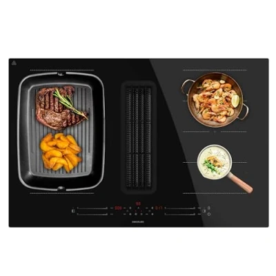 Image de Cecotec Plaque induction avec 2 foyers et hotte aspirante intégrée Bolero Squad IH 4800 TotalFlex80. de cuisson electrique, 7400W, 15 niveaux, aspiration 630 m3/h,filtres à odeurs.