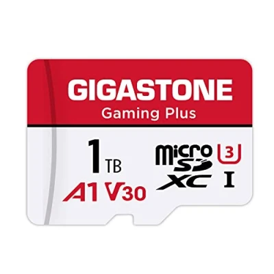 Image de GIGASTONE Carte mémoire Gaming Plus Series de 1 to jusqu&#039;à 150/120 Mo/s pour Nintendo Switch, Steam Deck, Console Jeu, vidéo 4K A1 V30 U3 MicroSDXC avec Adaptateur SD.