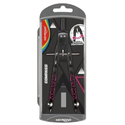 Image de KEYROAD Compas en métal 1 pièce Multicolore Idéal pour l&#039;école Réglage rapide