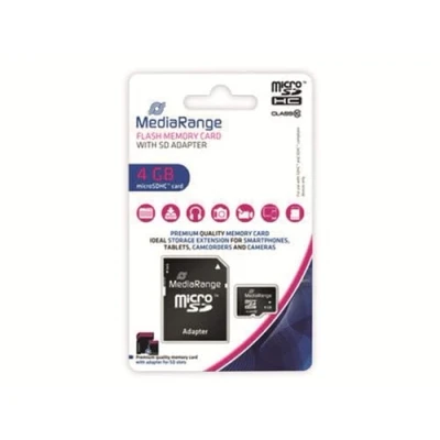 Image de MEDIARANGE SD MICROSD Card 4GB CL.10 INKL. Adapter
