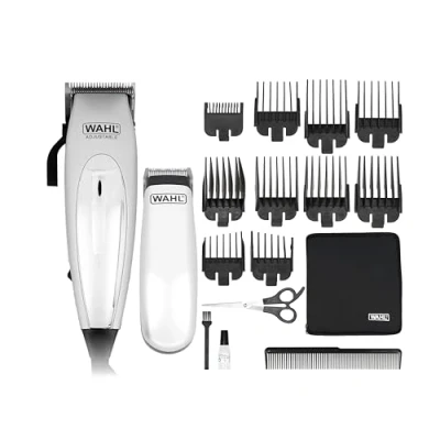 Image de WAHL Home Pro Deluxe Combo Tondeuse Cheveux, Filaire, avec Levier Pour Dégradés (1mm à 3mm), Lame Auto Affutée de Qualité, Ne Tire Pas Les Cheveux 8 Sabots, Mini Contours et Finitions