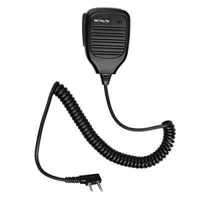 Image de Retevis Micro Haut Parleur 2 Broches Talkie Walkie Portable Compatible avec Baofeng UV 5R BF 888S 88E RT24 RT22 RT27 Kenwood WOUXUN TYT HYT (1 Pcs)