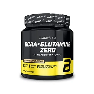 Image de BioTechUSA BCAA + Glutamine Zero 40 portions Vegan Sans sucre gluten Rapport 2:1:1 BCAAs 480 g Thé glacé à la pêche