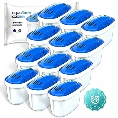 Image de Aquafloow Maximag 12x Cartouches De Filtre À Eau Au Magnésium Les Filtres Nettoient L&#039;eau Et L&#039;enrichissent En Convient Tous Brita, Par Ex. Maxtra &amp; Carafes Dafi