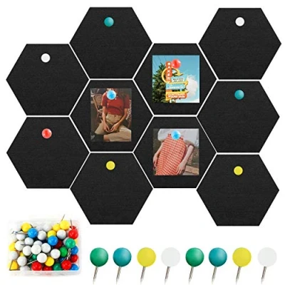 Image de Tableau Liege,Panneau de Liège Hexagonal,10 pièces Mural Auto Adhésif Panneau Liege en Feutre Hexagonal d&#039;Affichage, Décoration Murale Babillards,de Photos Mémo Bureau