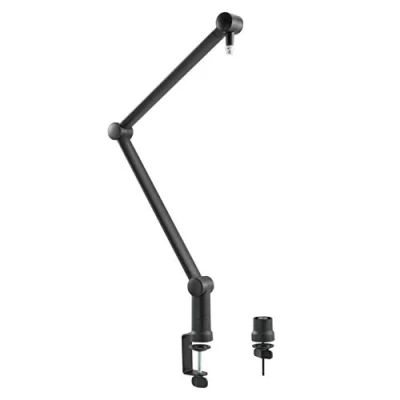 Image de LogiLink AA0127 Bras de Microphone Professionnel avec en Ciseaux Pliable pour Streaming, podcasts, Diffusion, etc., Rotatif à 360 et Angle réglable Flexible, Noir