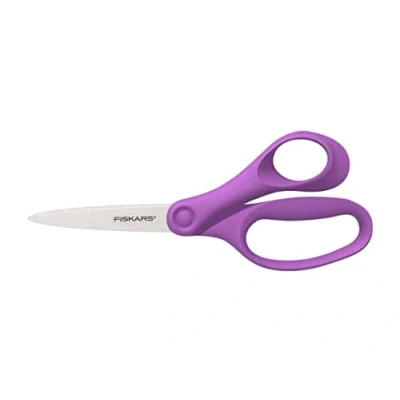 Image de Fiskars Ciseaux d&#039;écolier, pour Enfants à partir de 12 ans, Droitier, longueur totale : 18 cm, Lames en Inox, Violet, 1067857