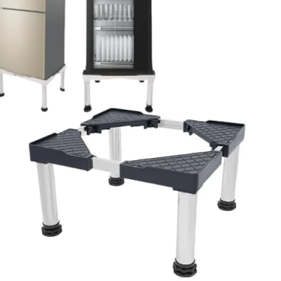 Image de support de machine à laver, sèche linge, kit d&#039;empilage universel réglable, étrier raccordement, accessoires linge (gris)