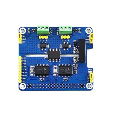 Image de Coolwell Carte d&#039;extension 2 canaux CAN HAT isolée Bus pour Raspberry Pi/STM32/Arduino avec MCP2515 + SN65HVD230 Dual Chip Solution