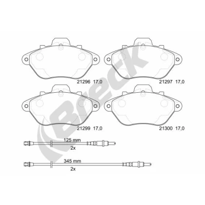 Image de BRECK 21296 00 701 10 Jeu de plaquettes frein contact signal d&#039;usure exclu CITROËN: XM I 5 portes, Break