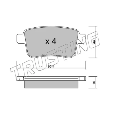 Image de TRUSTING Jeu de plaquettes frein contact signal d&#039;usure exclu 830.0 RENAULT: Kangoo II Express, / Grand Kangoo, Be Bop