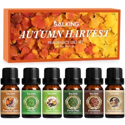 Image de SALKING Huiles Essentielles, l&#039;automne Kit Huile Essentielle pour Diffuseurs 6x10ml, Humidificateurs, épices de citrouille, vanille, pin sylvestre, cidre pomme, cannelle, biscuits à la cannelle