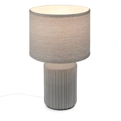 Image de BRILONER lampe de table avec abat jour en tissu, interrupteur à câble, pied céramique, lampe, chevet, table, déco couloir, bureau, lecture, 22x37,5 cm