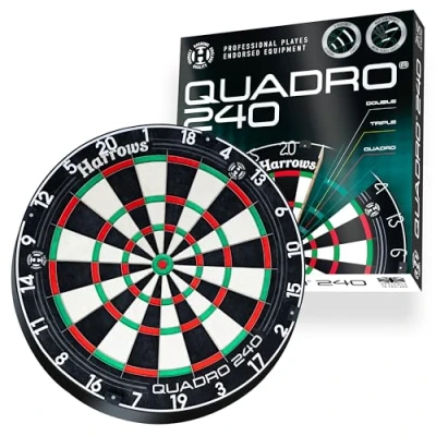 Image de Harrows Cible de fléchettes Quadro I unique et exclusive 3 zones scoring Ultimate Challenge 240 Score maximum avec fil couteau ultra fin Compatible support