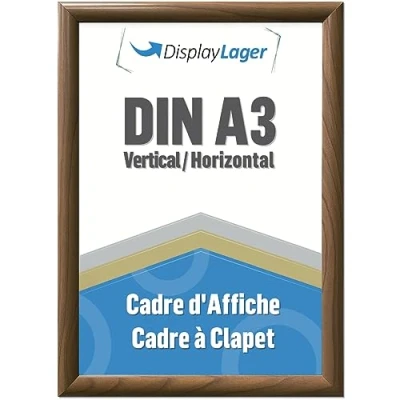 Image de DisplayLager, qualité danoise Cadre encliquetable A3 avec profil en aluminium de 25 mm, vitre protection antireflet, matériel fixation
