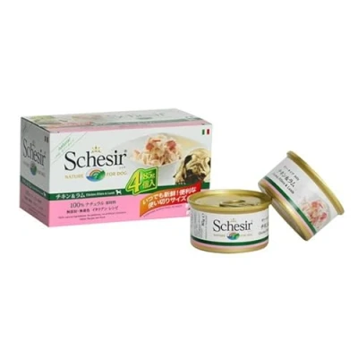 Image de Schesir Dog Filet de Poulet avec Agneau, Nourriture pour Chien Humide, 6 x 4 boîtes 85 g