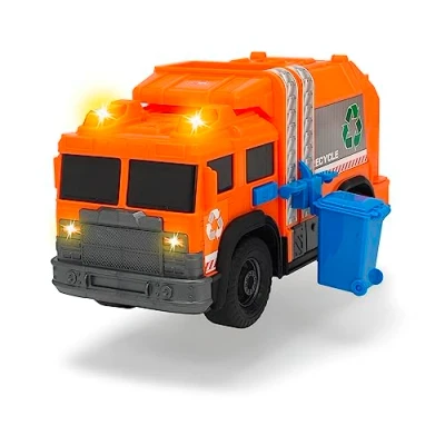 Image de Dickie Toys 203306001 Camion de Recyclage, Voiture à ordures, Jouet, Poubelle Monte et descend, lumière Son, avec Piles, 30 cm, partir 3 Ans