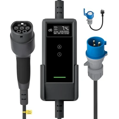 Image de dé Chargeur Voiture Electrique P17 [7,4kW, 6m, 6A 32A, 1 Phase] Type 2 32A P17, EV Prise CEE Compatible avec Model Y, E 208, 500e et Autres EV/PHEV