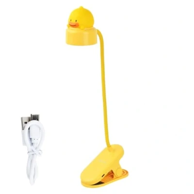 Image de Litinliv Lampe de Lecture à Pince Rechargeable USB, 3 Niveaux Luminosité Chevet Bureau LED 500mAh, Flexible À 360Lampe Clips, pour Lire et Travailler (Canard)