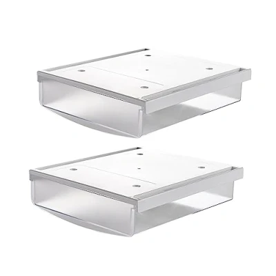 Image de TUKA i AKUT 2X 1,7L Tiroirs Sous Bureau, 21x18x5,4cm Autocollant Boîte à Cachée Organisateur Rangement pour Bureau/Meuble/Bibliothèque/Armoire de Cuisine, 2 Unités Givré Translucide TKD8608