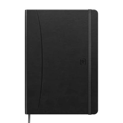 Image de Oxford Cahier A5 quadrillé Signature 160 pages Couverture rigide en simili cuir Noir 1 pièce