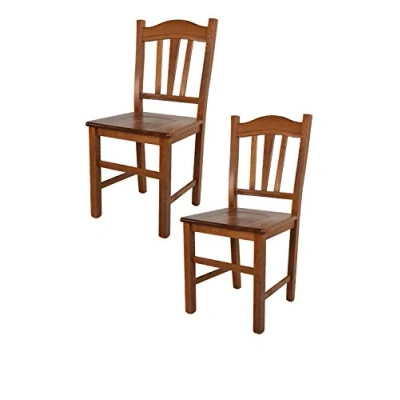 Image de t m c s Tommychairs Set 2 chaises Silvana pour Cuisine, Bar et Salle à Manger, Robuste Structure en Bois de hêtre peindré Couleur Noyer Clair Assise