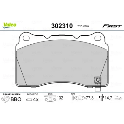 Image de VALEO 302310 Jeu de plaquettes frein Essieu avant contact signal d&#039;usure inclus avec tôle anti bruit OPEL: Astra J 5 portes