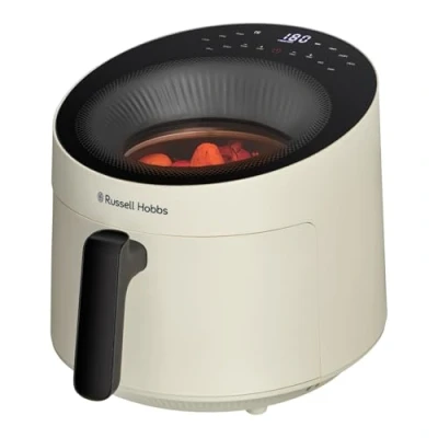 Image de Russell Hobbs Air Fryer 5 L 10 Programmes,avec Fenêtre Friteuse sans Huile (Frire, Griller, Rôtir, Cuire, Réchauffer, Max 200 C, Tactile, lavable au lave Vaisselle, Crème) Satisfry Panoramic 27421 56
