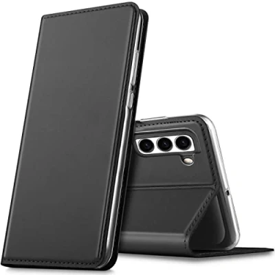 Image de Verco Étui de protection à rabat en cuir synthétique pour Samsung Galaxy S23 Plus Noir