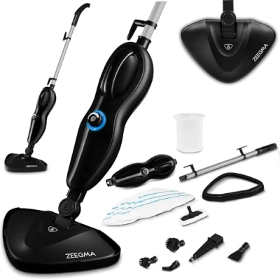Image de ZEEGMA Puur 2en1 balai vapeur et nettoyeur haute pression 1500 W, réservoir d&#039;eau de 370 ml, 2 filtres à eau, 7 accessoires, cordon d’alimentation 5 m