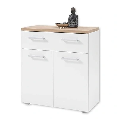 Image de Stella Trading GOMERA Armoire à chaussures en blanc, aspect chêne Artisan Étagère moderne avec beaucoup d&#039;espace de rangement pour vos 78 x 85 38 cm (L/H/P)