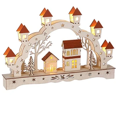 Image de Monzana Arc Lumineux de Noël &#039;Paysage&#039; à 8 LED décoration en Bois Illumination intérieur Effet 3D Arche Lumineuse fêtes