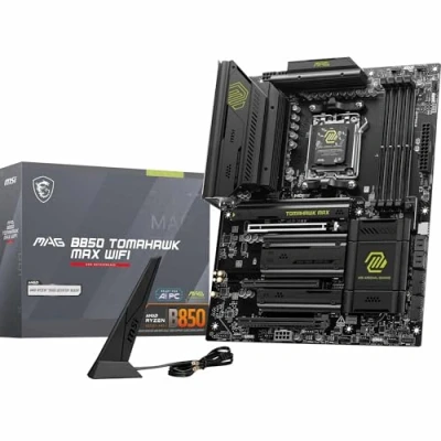 Image de MSI MAG B850 Tomahawk Max WiFi Carte mère, ATX pour processeurs AMD Ryzen 9000/8000 / 7000, AM5 VRM 80A SPS, DDR5 Memory Boost 8400+MT/s (OC), PCIe 5.0 x16, M.2 Gen5, Wi FI 7, 5G LAN