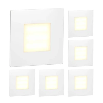 Image de ledscom.de 6 lampes d&#039;escalier LED/encastrées dans le mur FEX pour l&#039;intérieur et l&#039;extérieur, carrées, 85 x 85mm, blanc chaud